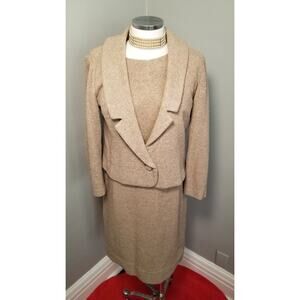 60s Vintage Handmade Wool Jacket and Sheath Dress Set - M